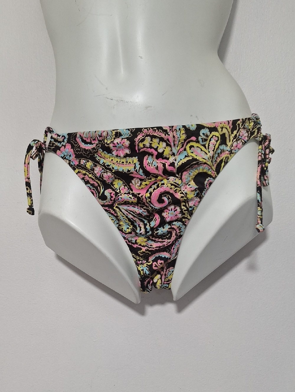 Victoria's Secret Black Bikini Bottom with Pastel Paisley Print